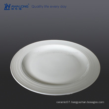 Large Size Bone China Raw Material White Wavy Dinner Plates, Bulk Ceramic Plates